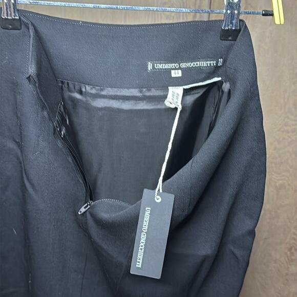 Vintage NWT Umberto Ginocchietti Black Asymmetrical Back Zippered Skirt - Picture 4 of 7